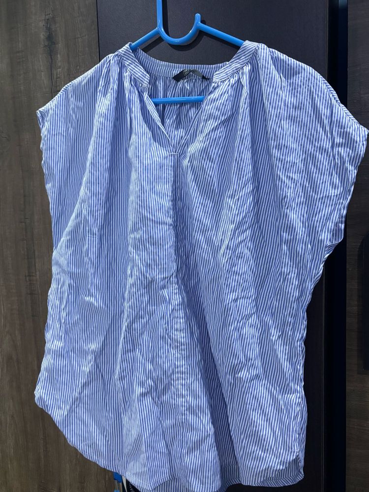 Blue Striped V-Neck Top( not wore once)