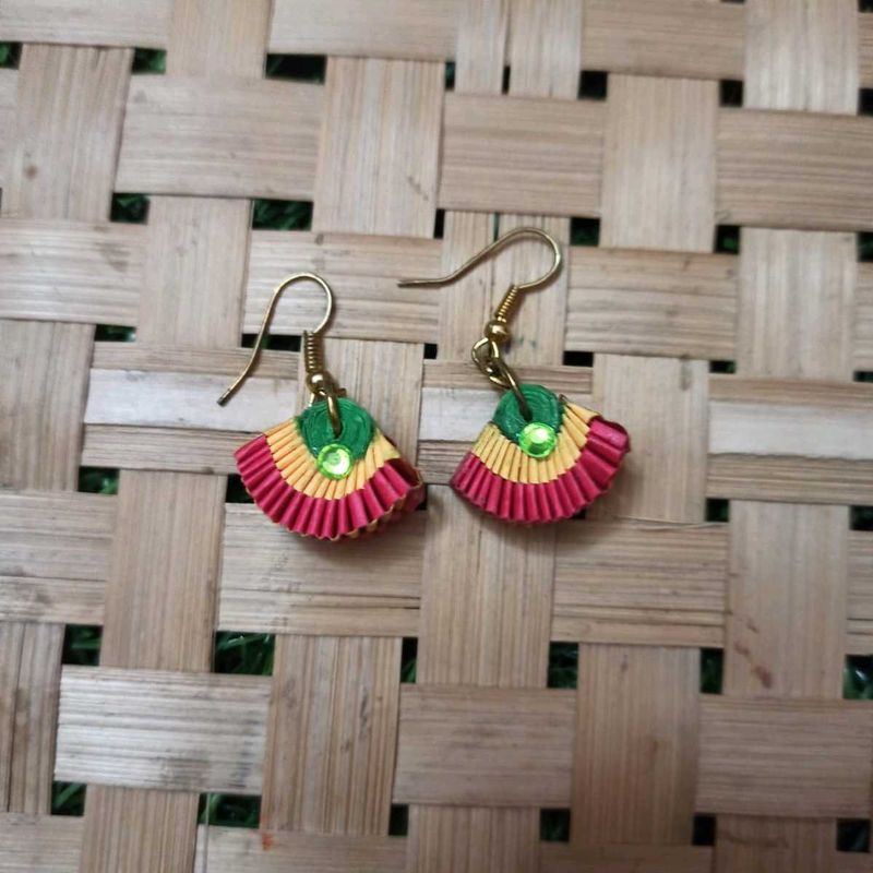 Colorful Fan Shaped Quilling Earrings