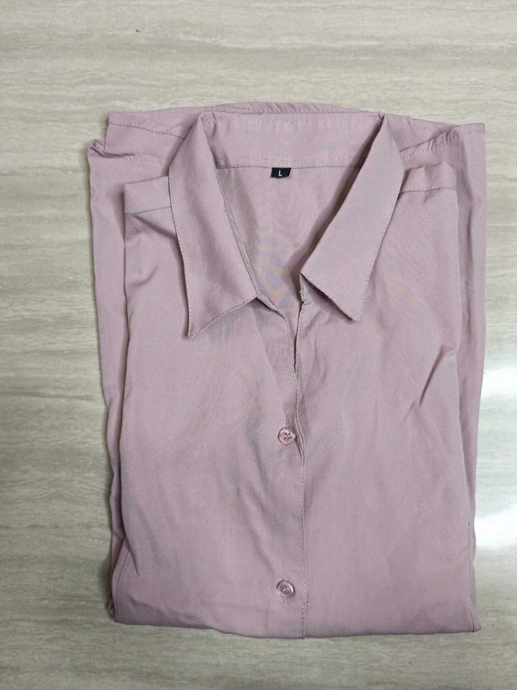 Pastel Pink Collared Button-Up Shirt