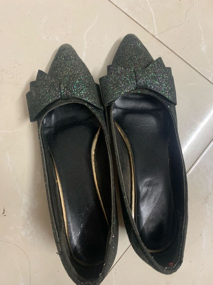 Sparkly Bow Ballet Flats