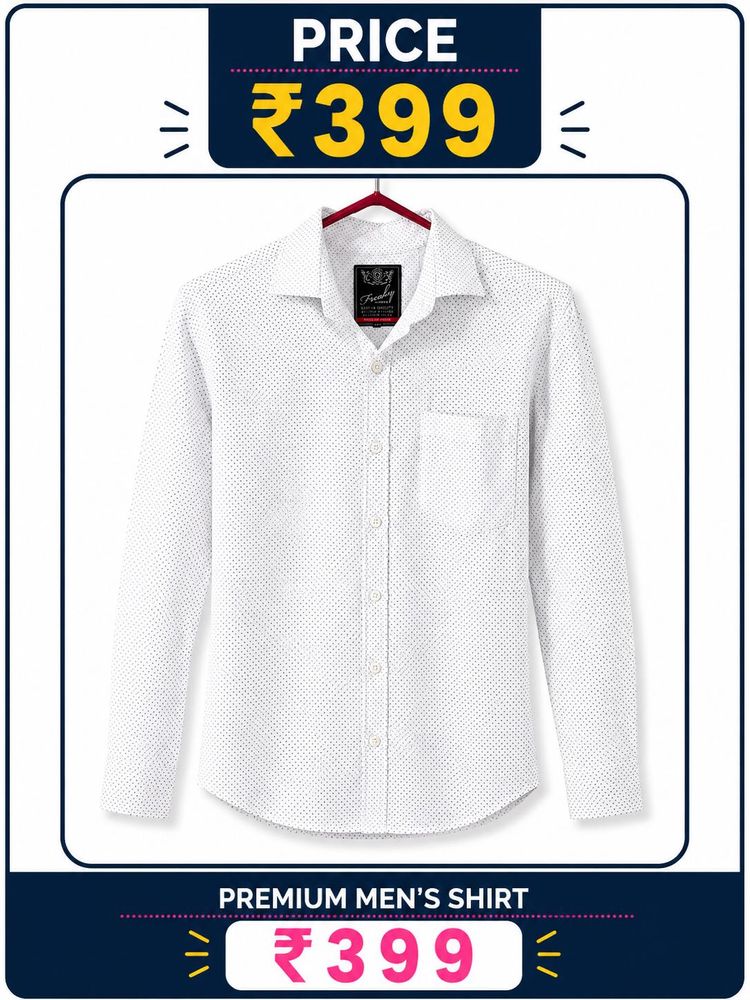 Men's White Dotted Premium Shirt