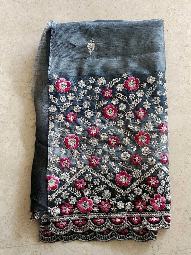 Embroidered Grey blouse piece