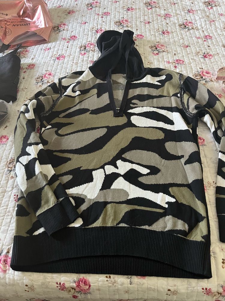 Camo Zip-Up Sweater