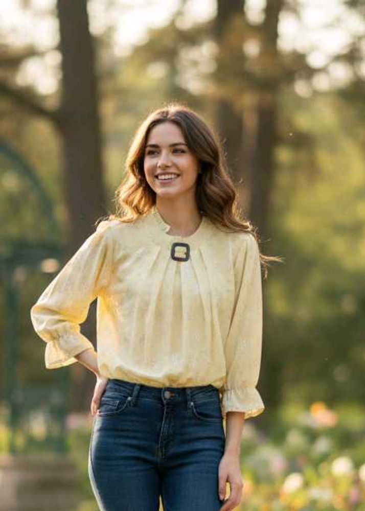 Floral Print Pleated Blouse