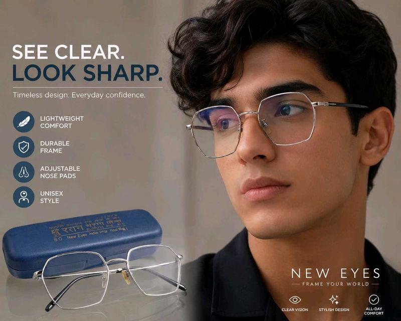 Retro Hexagon Silver Glasses