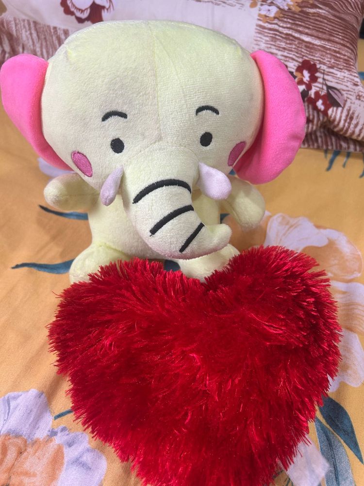 Cute Elephant&amp; Red Heart Soft Plush Toy