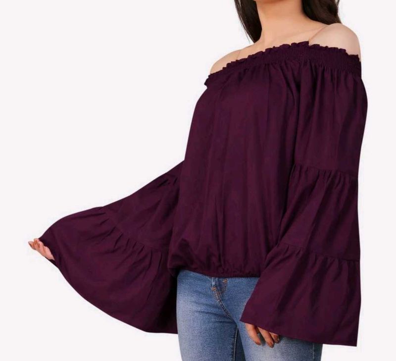 Stylish Off-Shoulder Bell Sleeve Top