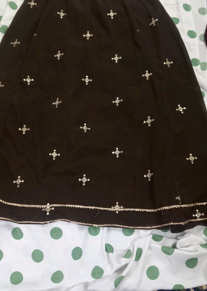 Embellished Dark Brown Saree