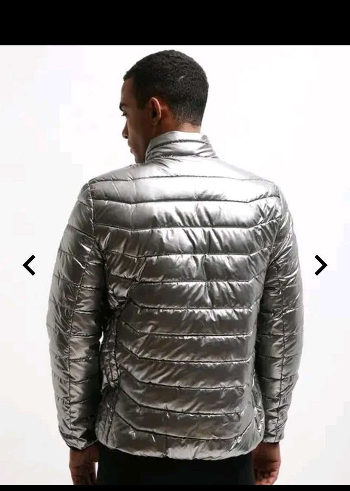 Silver Men's Puffer Jacket