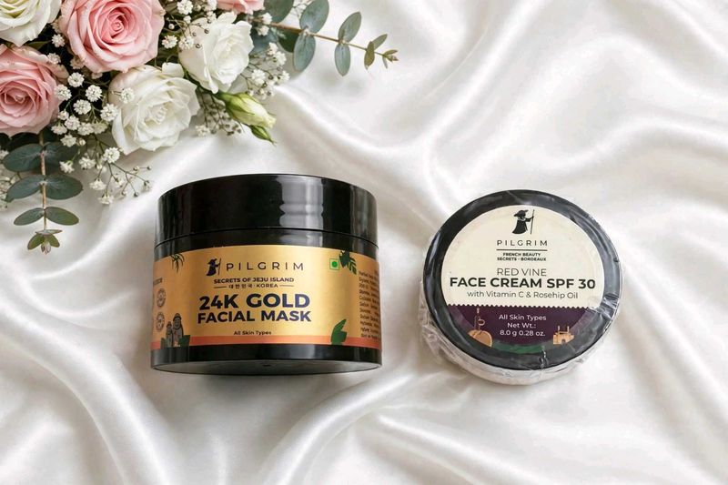 💖 Pilgrim 24K Gold Facial Mask + Red Vine Face Cr