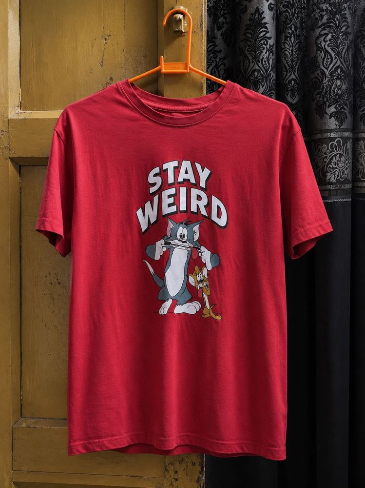 Red Tom &amp; Jerry "Stay Weird" T-Shirt