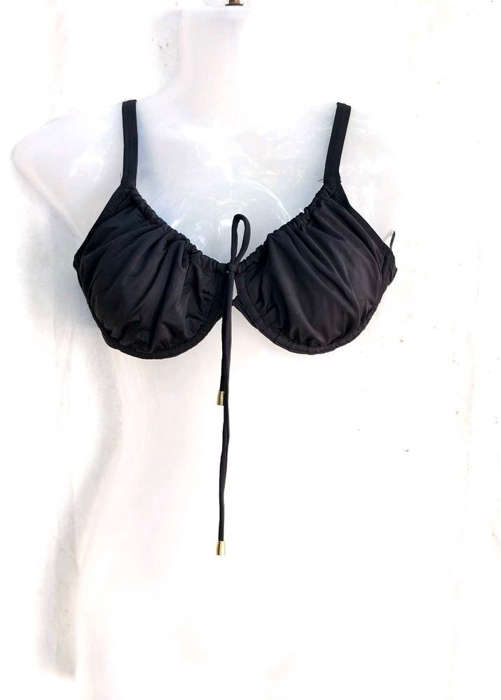 I. Black Ruched Bikini Top