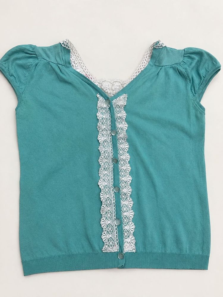 Teal Lace Trim top