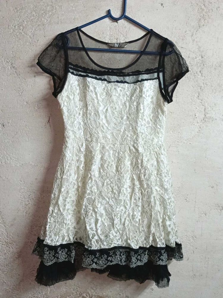 Stylish Ladies Lace Mini Dress Partywear Layered
