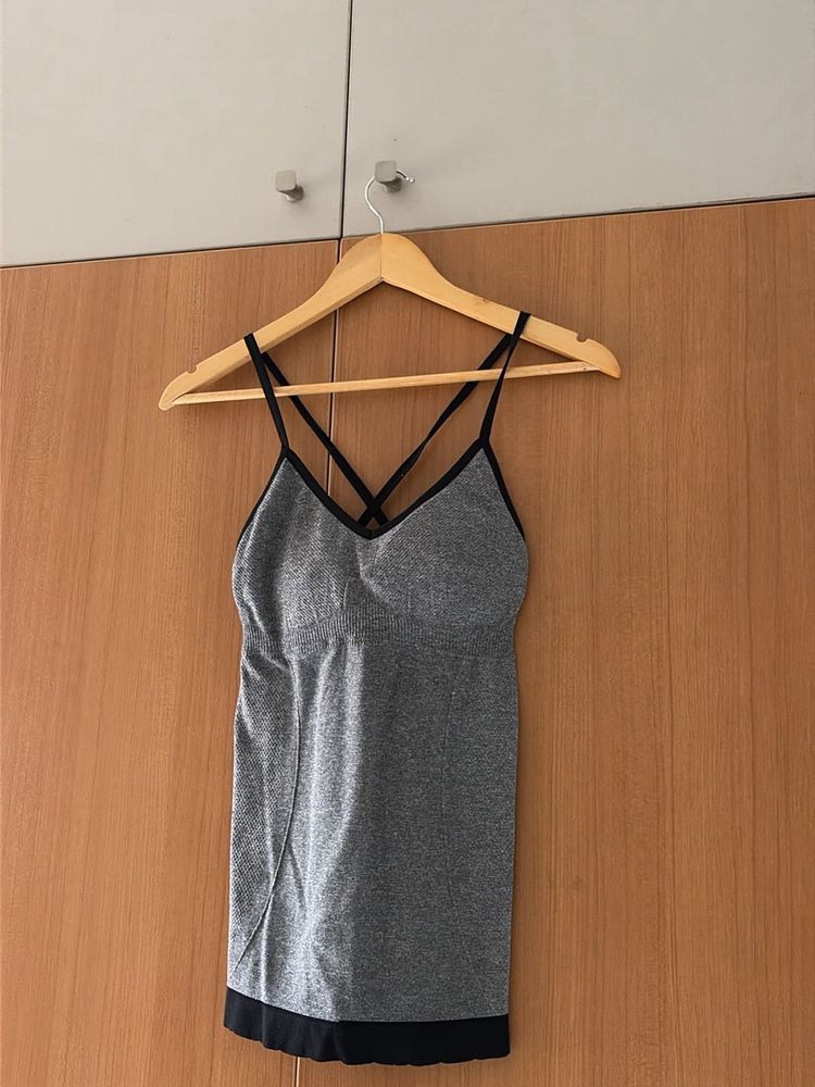 Padded Gray &amp; Black Sports Tank Top