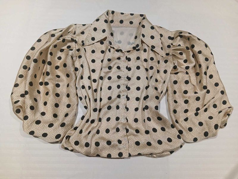 Polka Dot Puff Sleeve Top