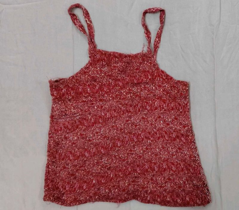 baby pink Textured crop Top