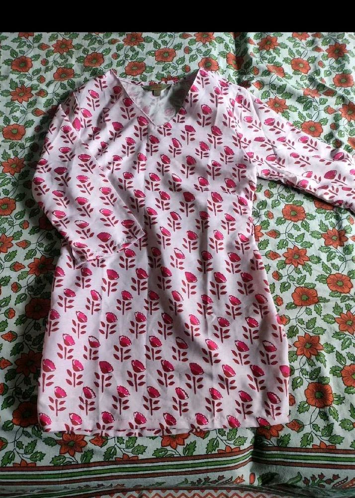 Pink Floral Print Kurta