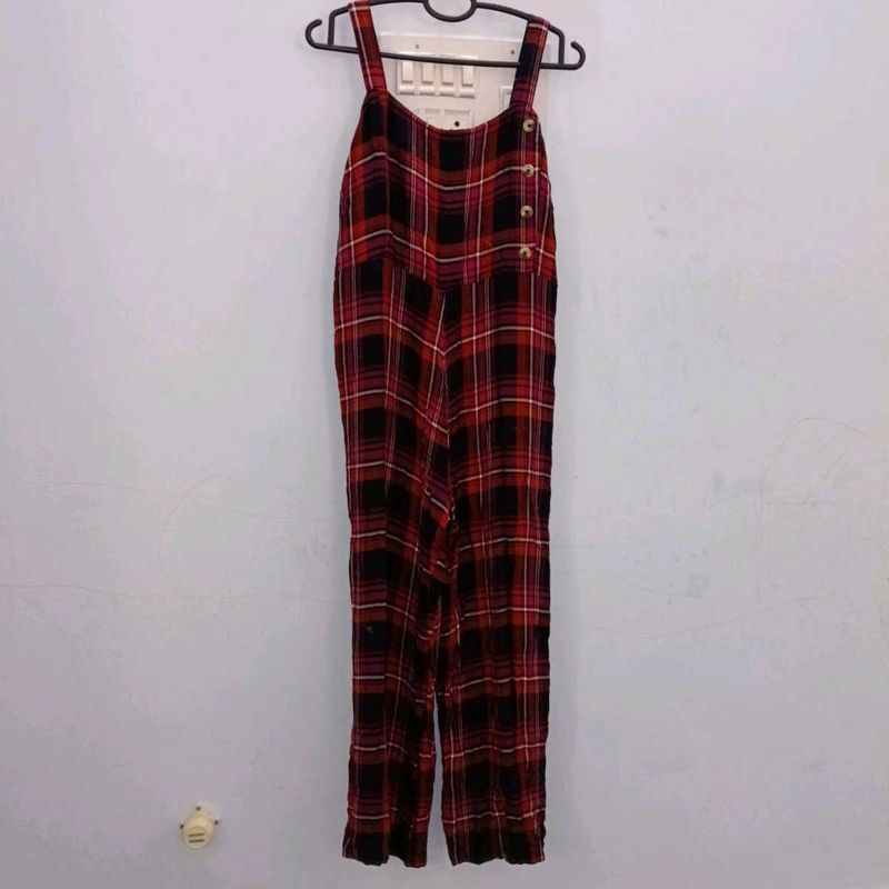 Red Plaid Jumpsuit