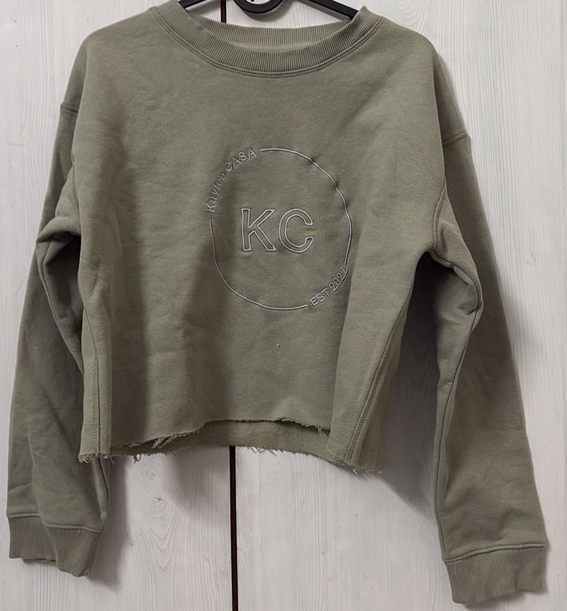 Olive Green KC Cropped Sweatshirt