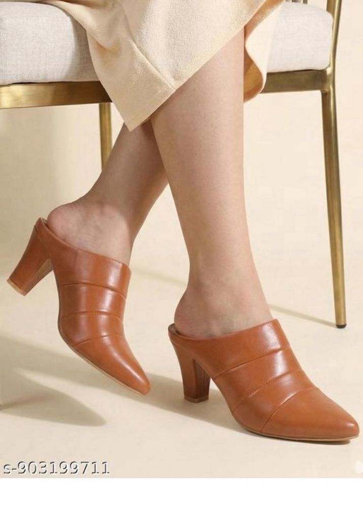 Chic Tan Heeled Mules
