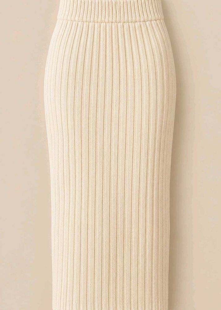 Ribbed Knit Midi Skirt
