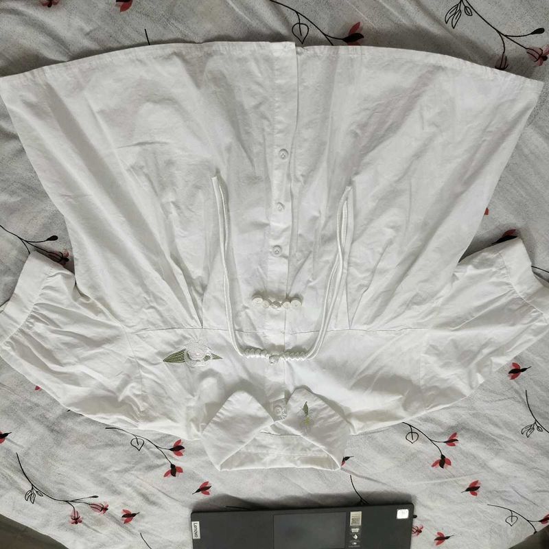 White Mandarin Collar Blouse