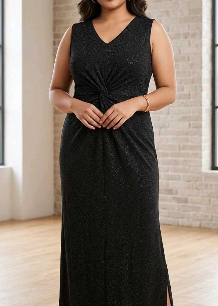 Sparkly Black Knot Detail Dress