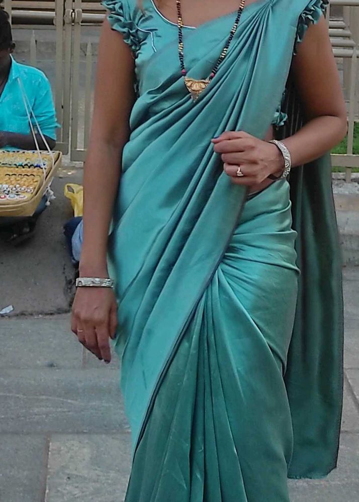 Beautiful Teal Silk Saree