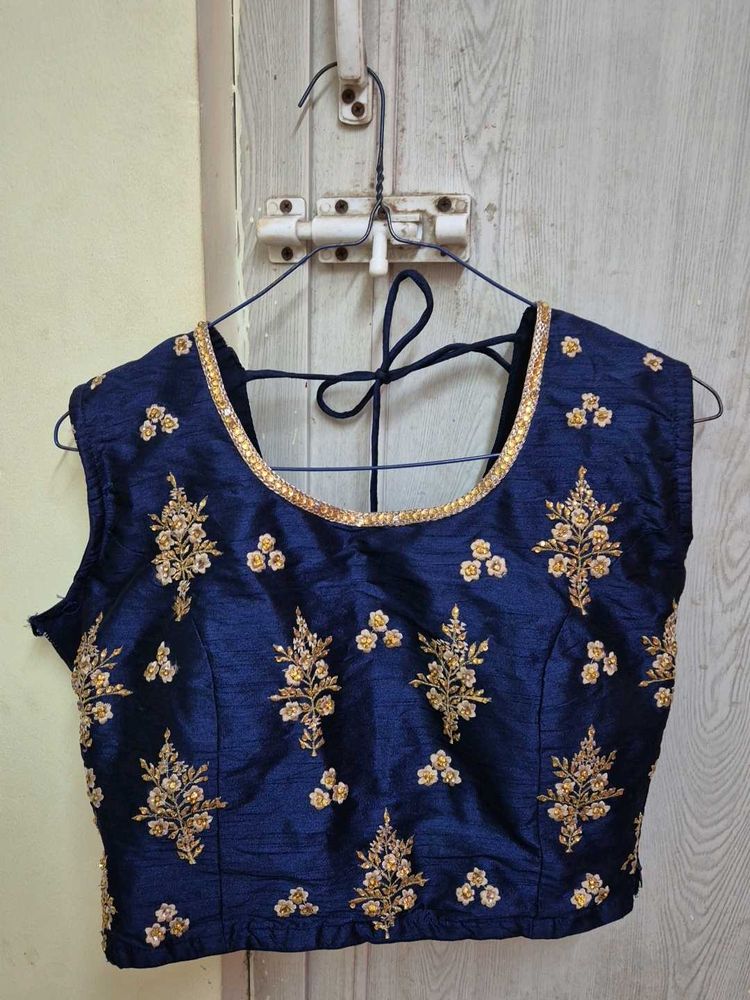 Embroidered Navy Blue Blouse