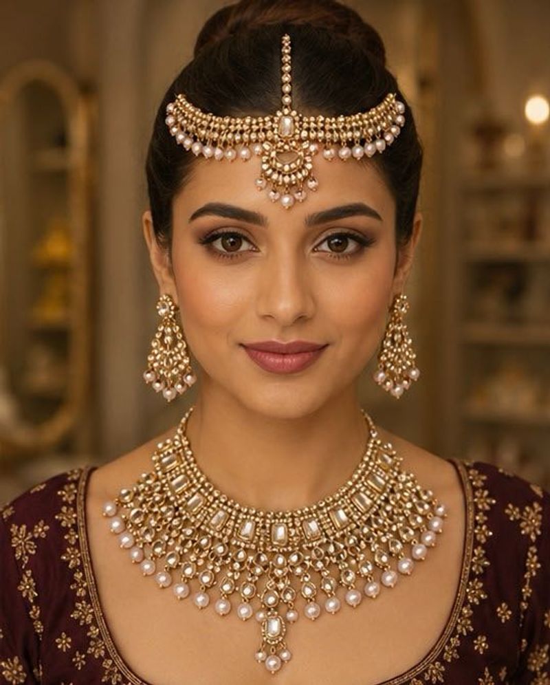 Exquisite Kundan &amp; Pearl Necklace Set