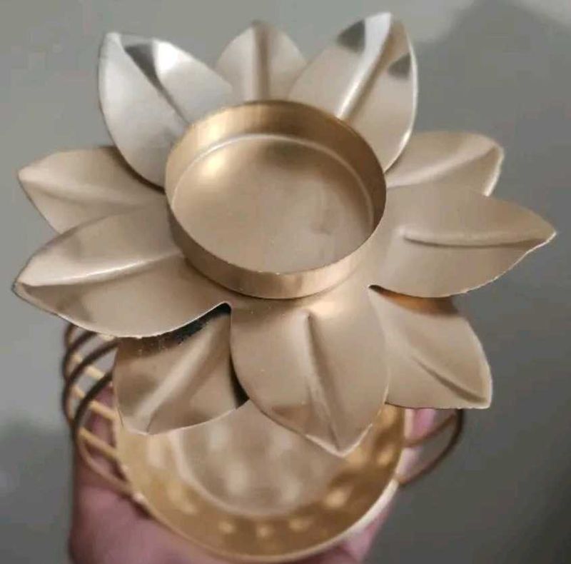 Gold Floral Candle Holder