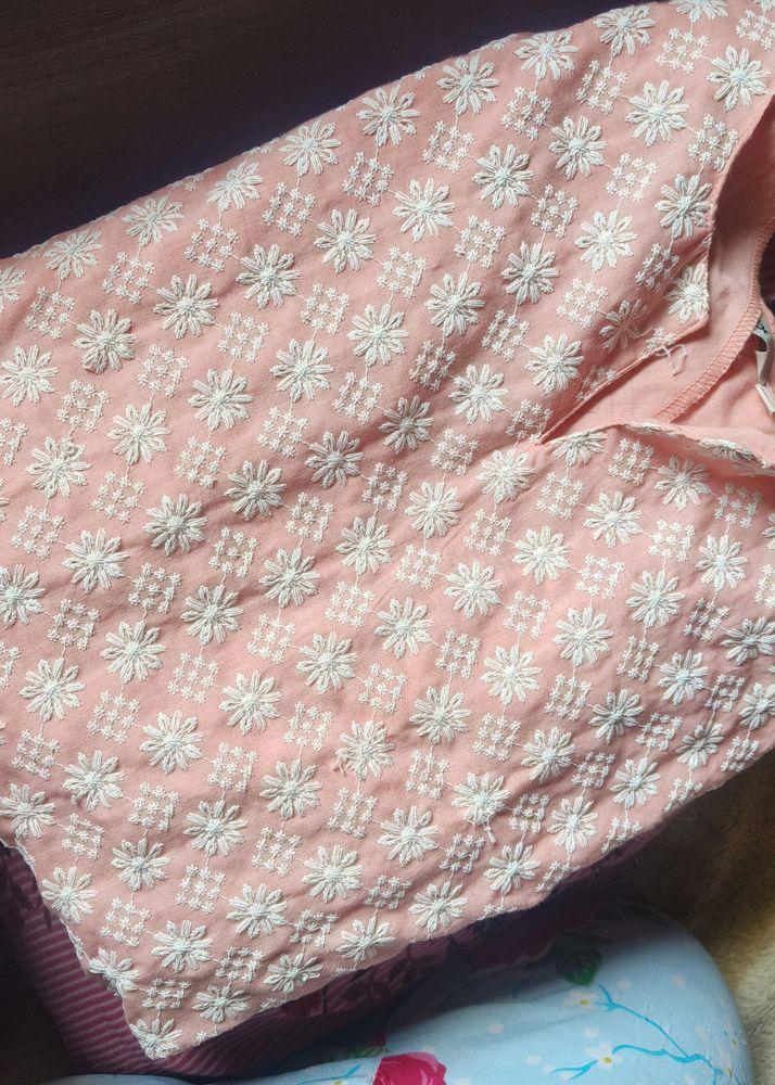 Peach Chinkari Kurti