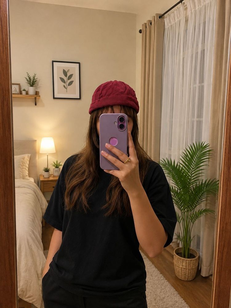 Maroon Textured Bucket Hat
