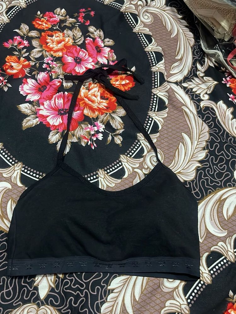 Comfortable Black Halter Bra free size bust