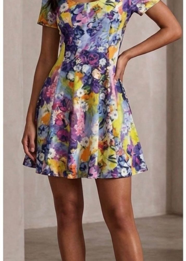 Vibrant Floral Print Fit &amp; Flare swim suit
