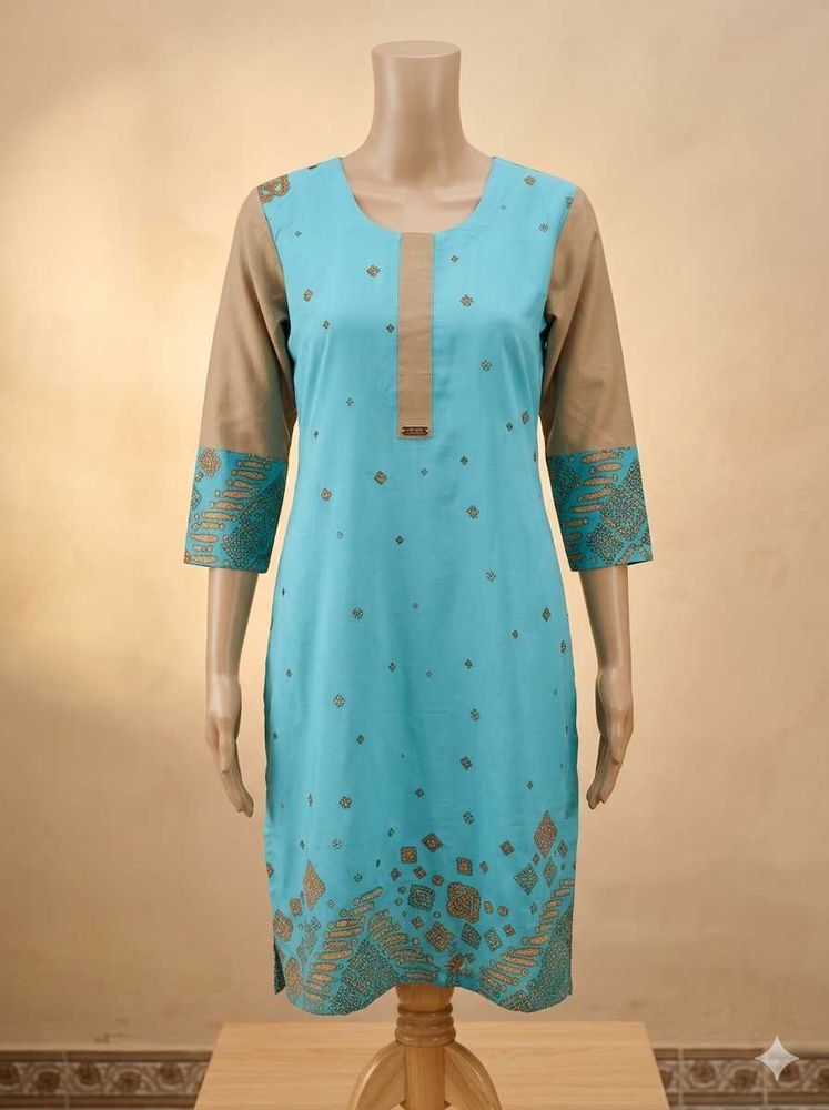 Stylish Blue Kurta with Contrast Sleeves and it,s