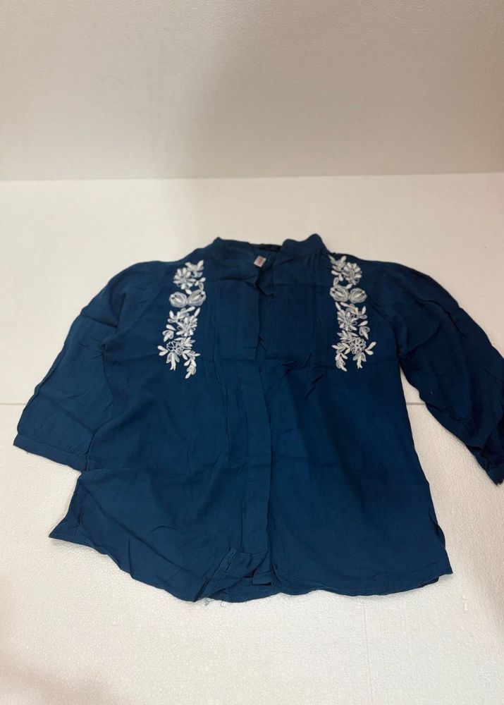 Elegant Embroidered front open Top