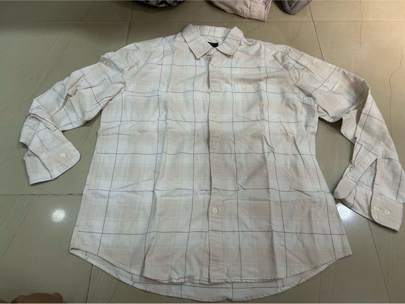 Classic Checked Beige Long Sleeve Shirt