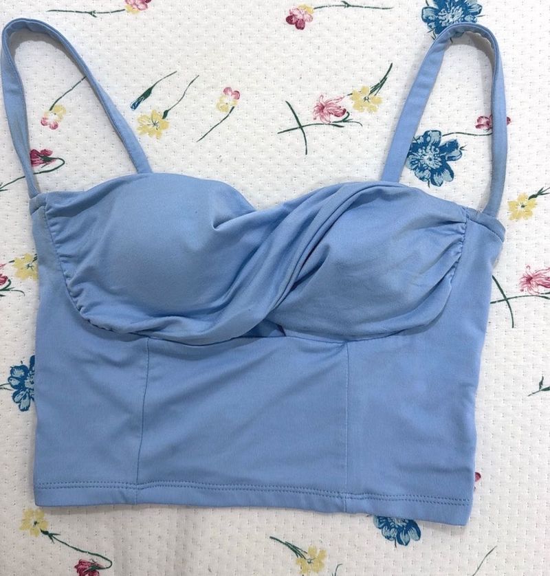 blue in built bra top