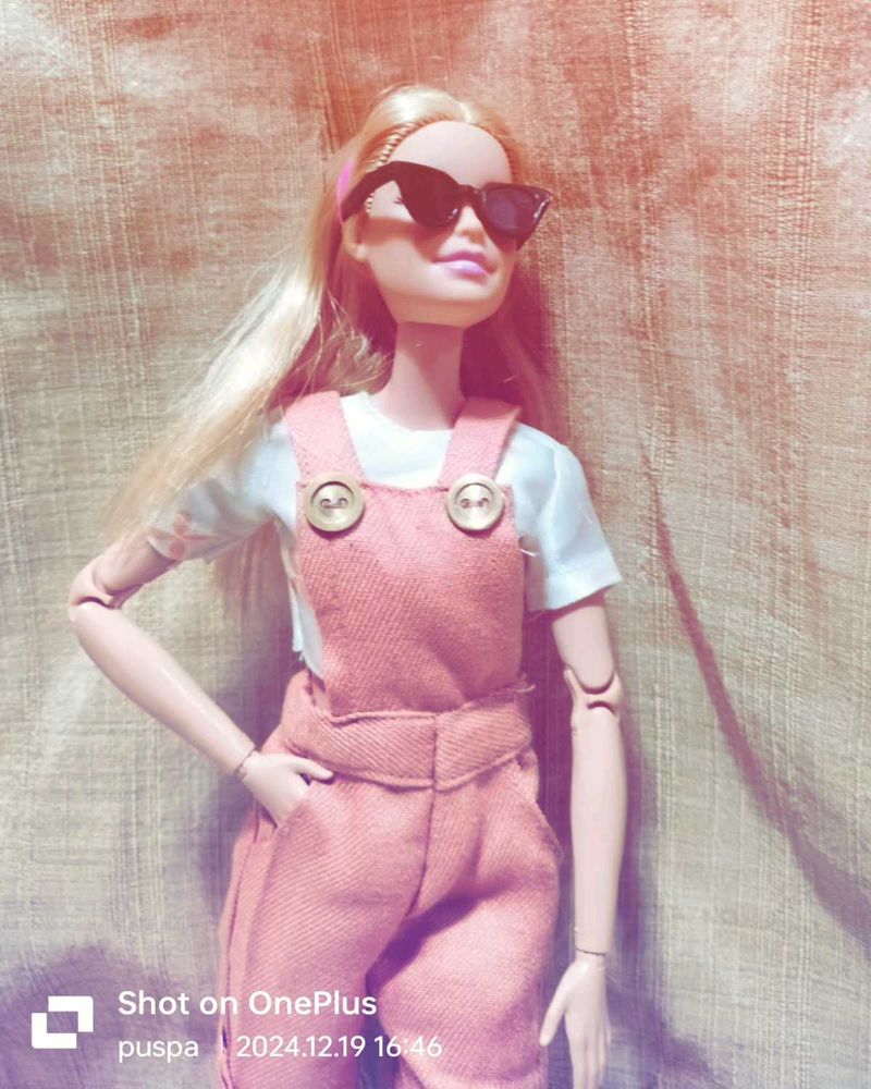 Barbie Doll Dress-Peach Jumpsuit With White Tshirt