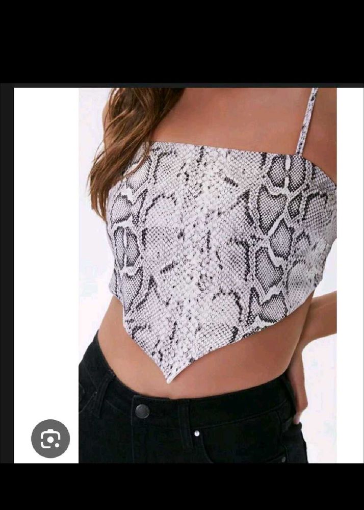 snakeskin print crop top