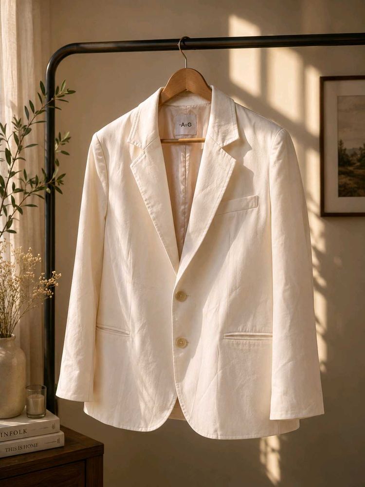Cream Double-Breasted Blazer