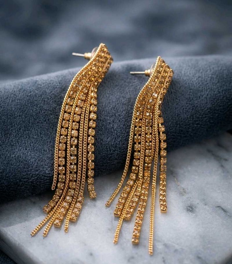 Elegant Gold Tassel Earrings