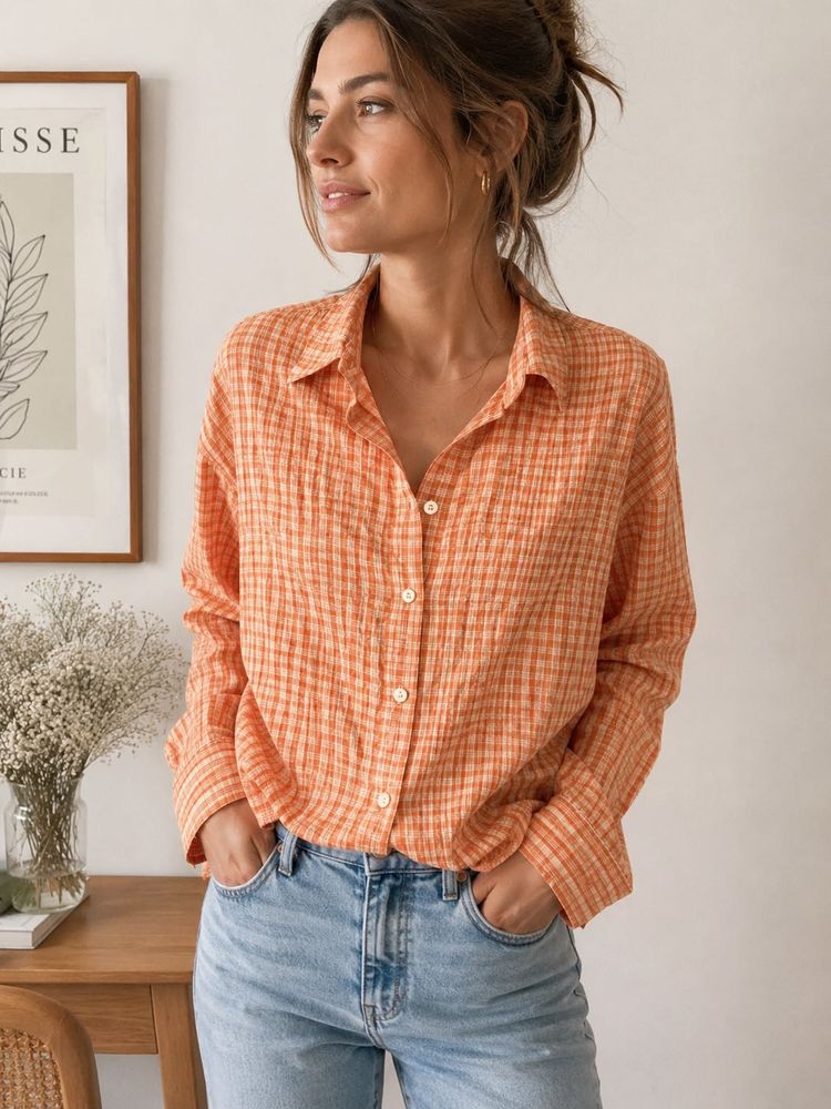 Chic Plaid Button-Down Shirt