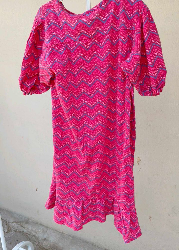Pink Chevron Mini Dress