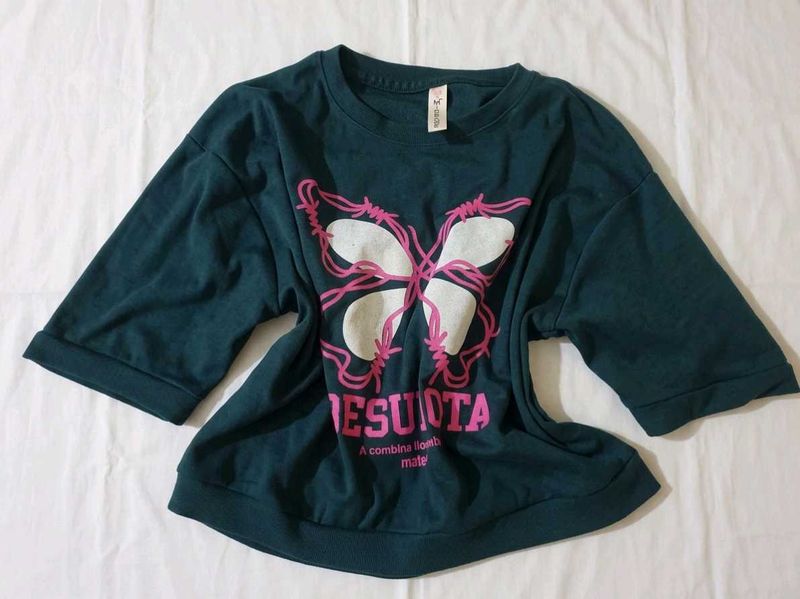 Dark Teal Butterfly Graphic T-Shirt