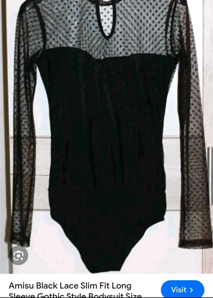 Black Lace Long Sleeve Bodysuit