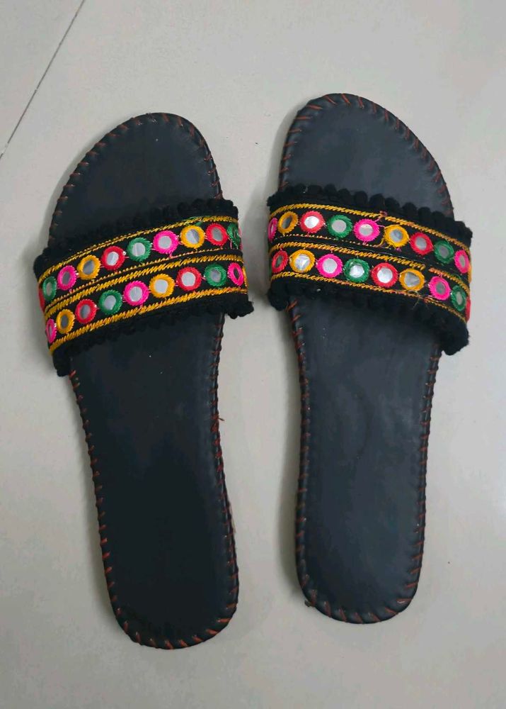 Embroidered Mirror Work Slides (New)