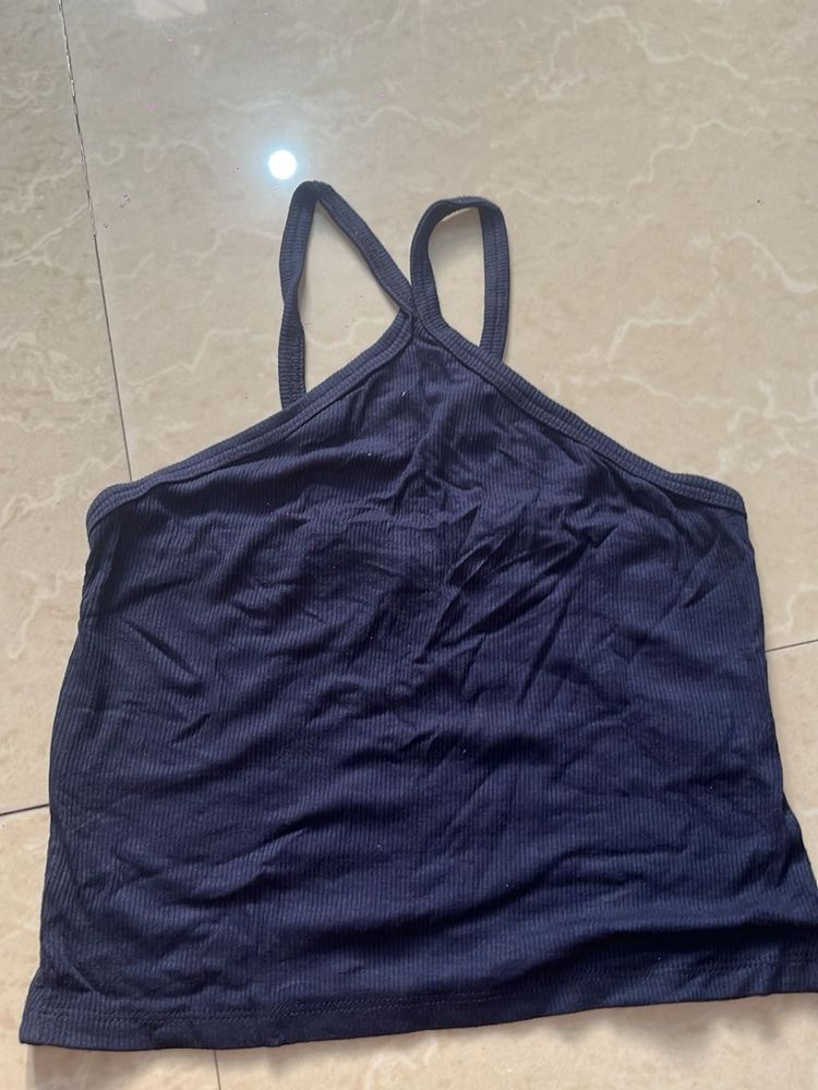 Navy Blue Ribbed Tank Top